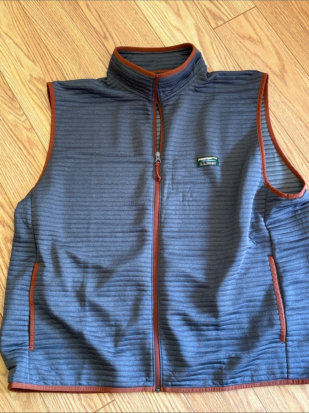 L.L.Bean Airlight Vest Men XXL Charcoal / Rust Full Zip Outdoor
